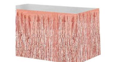 Metalik Püsküllü Rose Gold Masa Eteği 70x300 cm - 1
