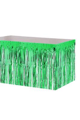 Metalik Püsküllü Yeşil Masa Eteği 70x300 cm