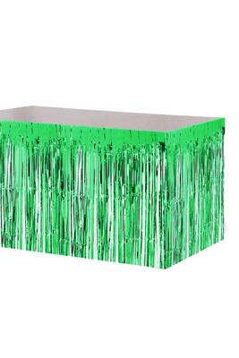 Metalik Püsküllü Yeşil Masa Eteği 70x300 cm - 1