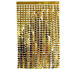 Metalize Gold Kalpli Kapı Perdesi / Duvar Fonu