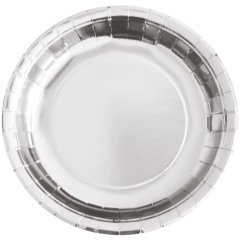 Metalize Gümüş Tabak 23 cm 8 Adet - Parti Sürprizi