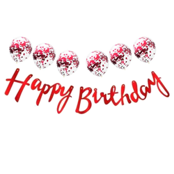 Metalize Happy Birthday Kırmızı Banner Set - Parti Sürprizi