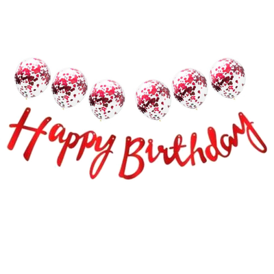 Metalize Happy Birthday Kırmızı Banner Set - 1