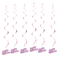 Metalize Happy Birthday Pembe 6 Lı Tavan Süs - 1