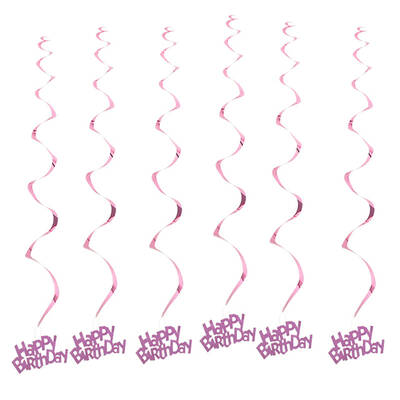 Metalize Happy Birthday Pembe 6 Lı Tavan Süs - 1
