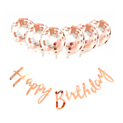 Metalize Happy Birthday Rose Gold Banner Set - Parti Sürprizi