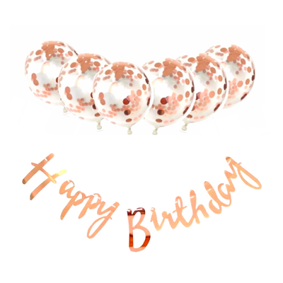 Metalize Happy Birthday Rose Gold Banner Set