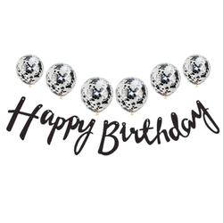 Metalize Happy Birthday Siyah Banner Set - Parti Sürprizi