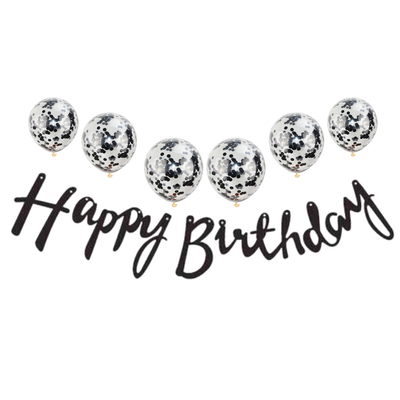 Metalize Happy Birthday Siyah Banner Set - 1