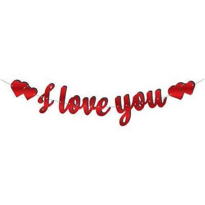 Metalize I Love You Kırmızı Banner - 1