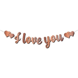 Metalize I Love You Rose Gold Banner - Parti Sürprizi