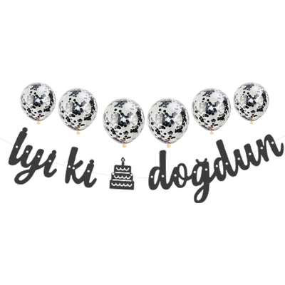Metalize İyi Ki Doğdun Siyah Banner Set - 1