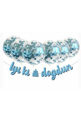 Metalize Mavi İyi Ki Doğdun Banner Set - 1