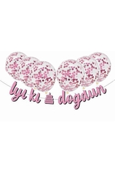 Metalize Pembe İyi Ki Doğdun Banner Set - Parti Sürprizi