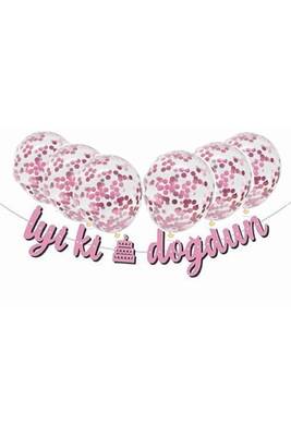 Metalize Pembe İyi Ki Doğdun Banner Set - 1