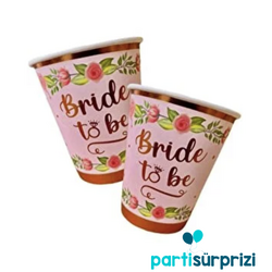 Metalize Rose Gold Bride To Be Bardak 8 Adet - Parti Sürprizi