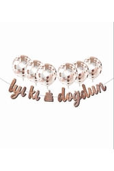Metalize Rose Gold İyi Ki Doğdun Banner Set - Parti Sürprizi