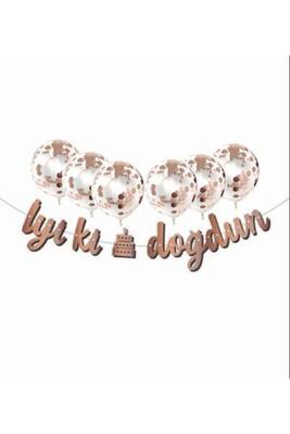 Metalize Rose Gold İyi Ki Doğdun Banner Set - 1
