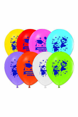Mezuniyet Partisi Karışık Renk Latex Balon 10 Adet