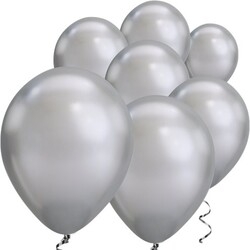 Mirror Krom Gümüş Küçük Boy 50 Li Latex Balon - Parti Sürprizi