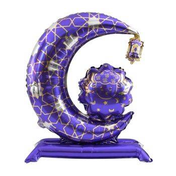 Mor Ayaklı Hilal Şekilli Folyo Balon 1 Adet - 1