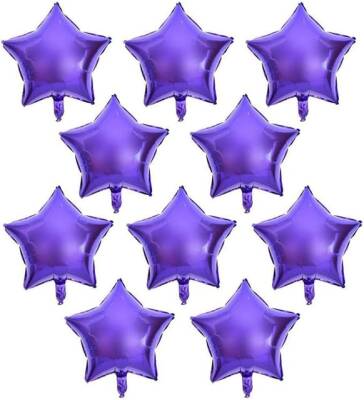 Mor Mini Shape Yıldız Folyo Balon 6 Adet - 1