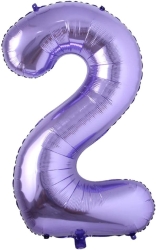 Mor Renk 2 Rakam Folyo Balon 100 cm - Parti Sürprizi