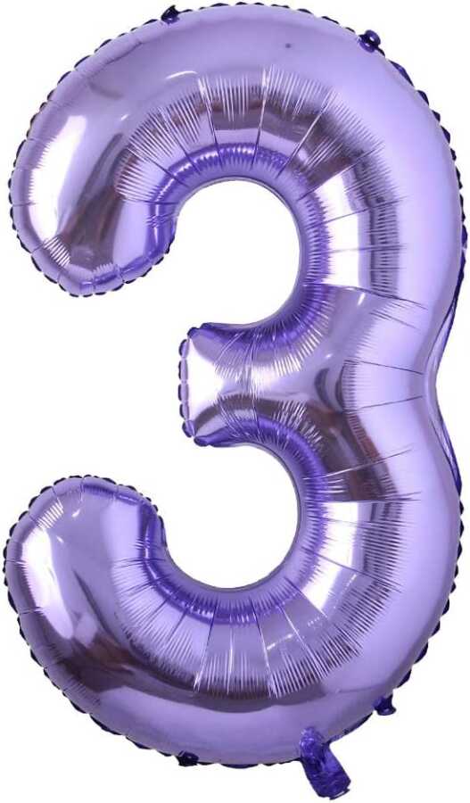 Mor Renk 3 Rakam Folyo Balon 100 Cm