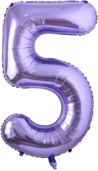 Mor Renk 5 Rakam Folyo Balon 100 cm - Parti Sürprizi