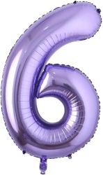 Mor Renk 6 Rakam Folyo Balon 100 cm - Parti Sürprizi