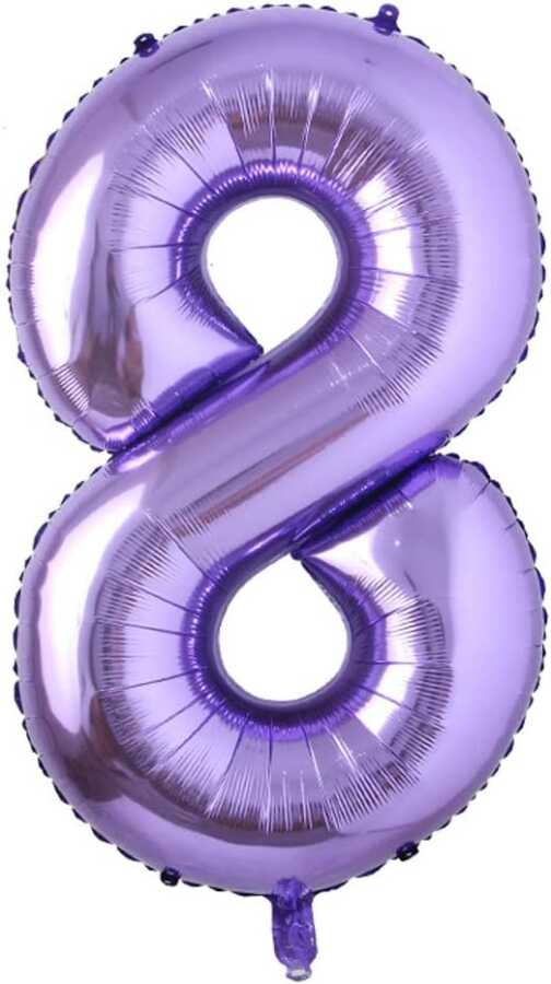 Mor Renk 8 Rakam Folyo Balon 100 Cm