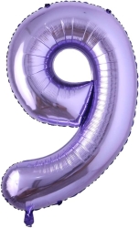 Mor Renk 9 Rakam Folyo Balon 100 cm - Parti Sürprizi