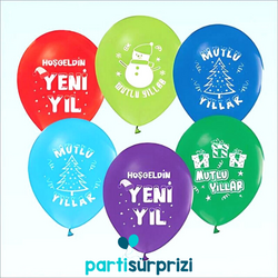 Yılbaşı Mutlu Yıllar Latex Balon 10 Adet - Parti Sürprizi