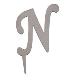 N Harf Aynalı Gümüş Pleksi 7 cm - Parti Sürprizi