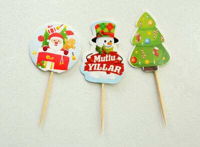 Noel Baba Mutlu Yıllar Kürdan 10 Adet - 1