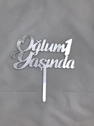 Oğlum 1 Yaşında Aynalı Pleksi Yazı - Parti Sürprizi