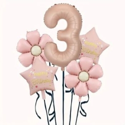 Papatya Karamel Happy Birthday 1 den 9 Yaş Folyo Balon Set - 4