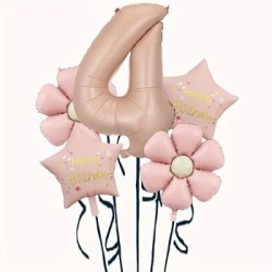 Papatya Karamel Happy Birthday 1 den 9 Yaş Folyo Balon Set - 5