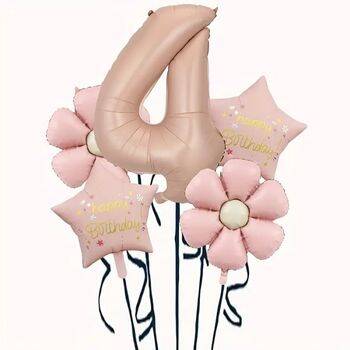 Papatya Karamel Happy Birthday 1 den 9 Yaş Folyo Balon Set - 5