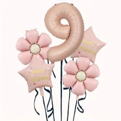 Papatya Karamel Happy Birthday 1 den 9 Yaş Folyo Balon Set - 10