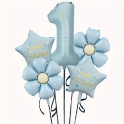 Papatya Mavi Happy Birthday 1 den 9 Yaş Folyo Balon Set - 2