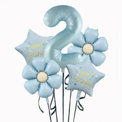 Papatya Mavi Happy Birthday 1 den 9 Yaş Folyo Balon Set - 3