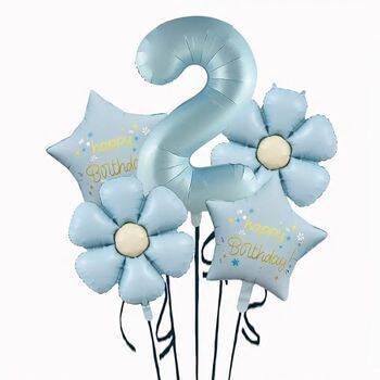 Papatya Mavi Happy Birthday 1 den 9 Yaş Folyo Balon Set - 3