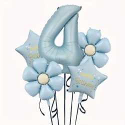 Papatya Mavi Happy Birthday 1 den 9 Yaş Folyo Balon Set - 5