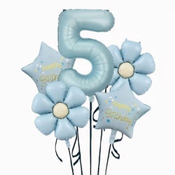 Papatya Mavi Happy Birthday 1 den 9 Yaş Folyo Balon Set - 6