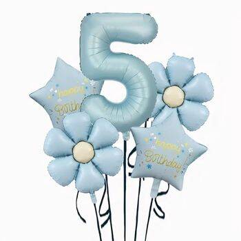 Papatya Mavi Happy Birthday 1 den 9 Yaş Folyo Balon Set - 6