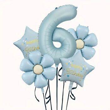 Papatya Mavi Happy Birthday 1 den 9 Yaş Folyo Balon Set - 7