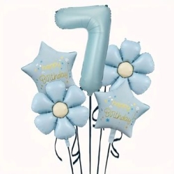 Papatya Mavi Happy Birthday 1 den 9 Yaş Folyo Balon Set - 8