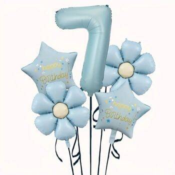 Papatya Mavi Happy Birthday 1 den 9 Yaş Folyo Balon Set - 8