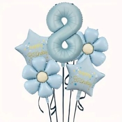 Papatya Mavi Happy Birthday 1 den 9 Yaş Folyo Balon Set - 9